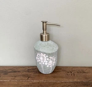 NEXT Floral Soap Dispenser Bathroom Sage Green Ceramic Flowers - Brand New - Picture 1 of 2