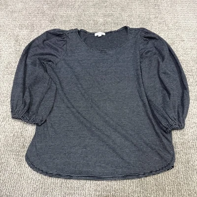 Max Studio Blouse Gray Black Striped Half Sleeve Women’s Size Medium - Imagem 1 de 4