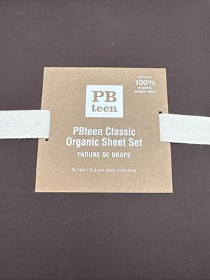 Pottery Barn Teen Dorm Twin XL Classic Sheet Set 100% Organic Cotton Chocolate - Image 1 of 3