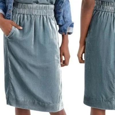 NWT J. CREW $98 Pull-on Velvet Skirt SMALL  J4989  Seafoam Blue - Image 1 of 4