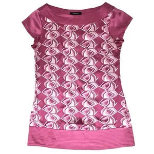Vintage Y2K Arden B Silk Blend Dress Top Fuchsia Pink Geometric Print Size M - Picture 1 of 6