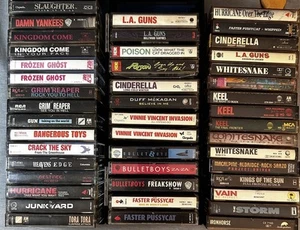 45,80s ROCK/METAL CASSETTE,Faster Pussycat,LA Guns,Slaughter,Whitesnake,KEEL,VAI - Picture 1 of 21
