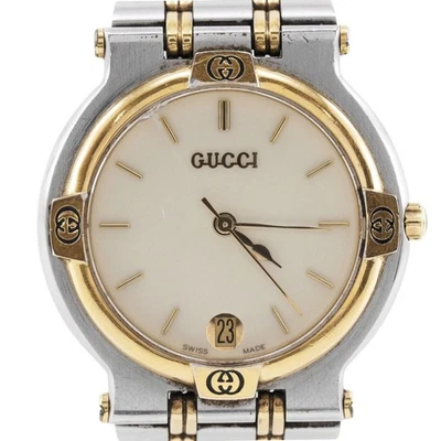 GUCCI Date Watches 9000M IvoryDial Stainless Steel/Plated Gold Quartz Anal... - image 1 of 4
