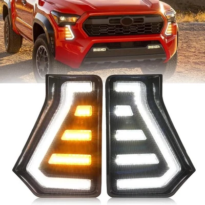 2X DRL Daytime Running Lights Turn Signal LED Fog Lamp For 2024-25 Toyota Tacoma - Image 1 of 4