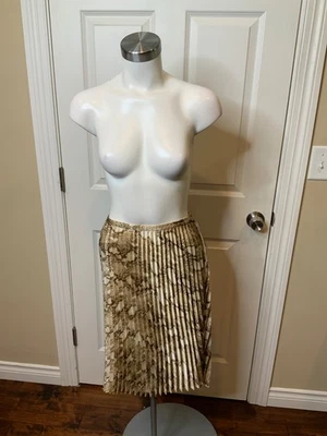 Lauren Ralph Lauren Tan Pleated Snakeskin Skirt NWT $79, Size 14 - Image 1 of 4