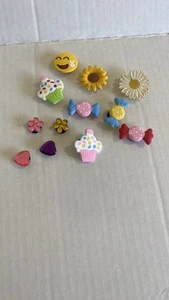 Crocs Jibbitz Set of 12 hearts flowers candies cupcakes sunflower Daisy smiley - Picture 1 of 2