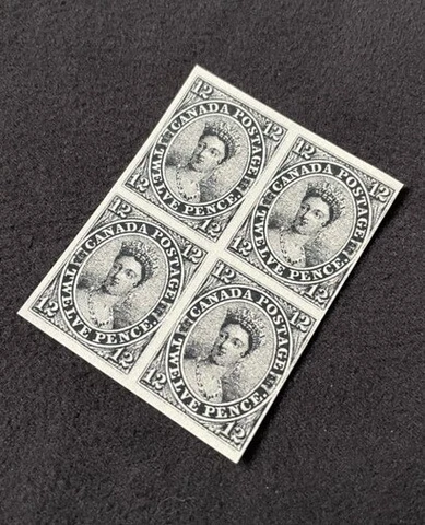 CANADA First Issue 1851 Victoria Black 12d B/4 Gummed Reproduction Stamp sv Cover