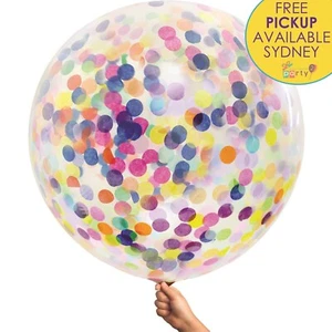 90CM GIANT LATEX RAINBOW CONFETTI HELIUM BALLOON BIRTHDAY PARTY DECORATIONS - Picture 1 of 1