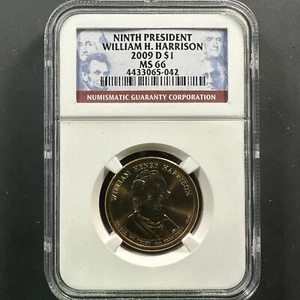 2009-D $1 William H. Harrison Presidential Dollar, NGC MS66 (85227) - Picture 1 of 2