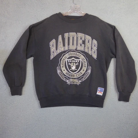 Vintage Raiders Sweatshirt Men's XL Black Shield Logo Crewneck Nutmeg USA Made Cover