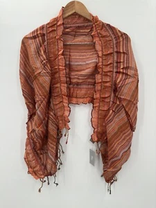 RAJ Schal Anthropologie Accessoire transparent Boho Hippie orange rot Fransen NEU - Bild 1 von 5