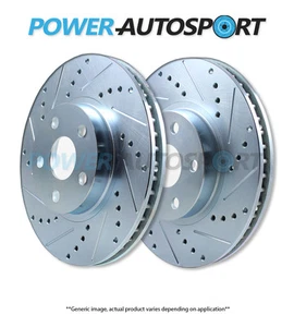 (FRONT) POWER PERFORMANCE DRILLED SLOTTED PLATED BRAKE DISC ROTORS P34351 - Picture 1 of 2