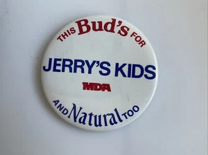 BUDWEISER Jerry’s Kids Jerry Lewis MDA Telethon Pin Back Button 3" Circle - Picture 1 of 2