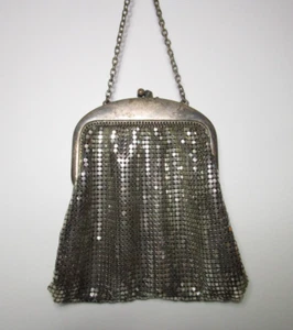Antique Vtg 1930s Whitings & Davis Co Mesh Metal Purse Evening Bag Art Deco - Picture 1 of 21