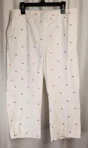 Harve Bernard Women's Crop Capri Pants Size 10 Petite White Embroidered Dots - Picture 1 of 4