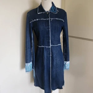 One of a Kind Upcycled Denim Coat, Beaded and Embellished, Sz. S - Picture 1 of 10