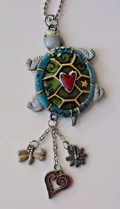 W4 TARTARUGA colore cuore CAR CHARM specchio ornamento Ganz er26672 vista posteriore - Foto 1 di 5