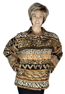 Chaqueta Blazer Vintage Años 80 Jane Ashley Mujer Tapiz Animal Estampado Azteca 3X Plus Foto 1 de 4