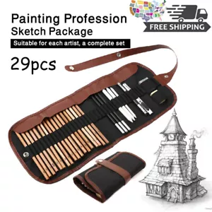 29Pcs Professional Drawing Artist Kit Set Pencils and Sketch Charcoal Art Tools - Picture 1 of 10