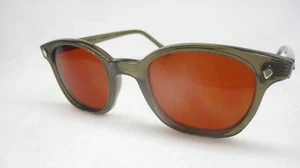 Occhiali da sole Pentax Hoya stile bordo corno montatura grigio scuro lenti ambra hi def 50 grandi - Foto 1 di 6