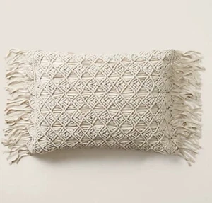 NWT Ralph Lauren Home Marlie Shelter Point Cream Macrame Boho Throw Pillow $275 - Picture 1 of 9