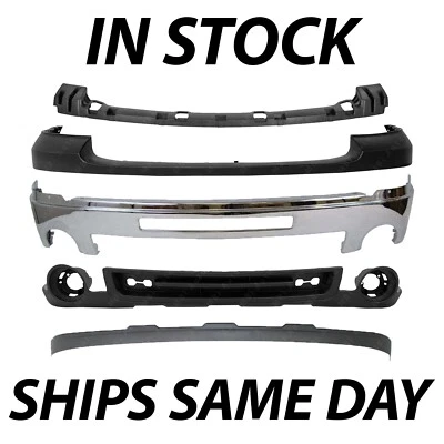 NEW Chrome Steel - Front Bumper Full Complete Kit for 2007-2013 GMC Sierra 1500 - Image 1 of 4
