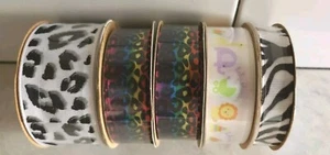 New LOT OF 5 Offray Spool Ribbon Animal Print Various Widths Child Baby Kids  - Picture 1 of 10