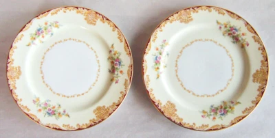 Noritake "MYSTERY 175" Set/2 BREAD PLATES, Porcelain, Gold Trim, Occupied Japan - Image 1 of 4
