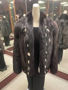 Black Fox Fur Jacket Woman’s Small Coat - Picture 1 of 5