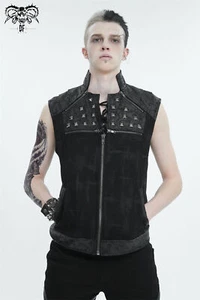 Diablo Moda Hombres Gótico Punk Rock Tachonado Cremallera Chaleco Moto Prendas exteriores Camiseta sin mangas - Imagen 1 de 20
