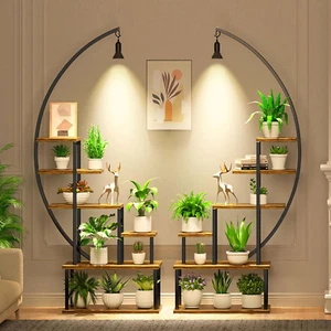 Metal Plant Stand Grow Lights, 6 Tiered Indoor Plants Shelf Display Holder, - Picture 1 of 8