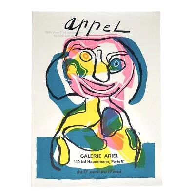 KAREL APPEL 1969 Galeria Ariel PÔSTER LITOGRÁFICO VINTAGE Convite ARTE PARIS - Imagem 1 de 4