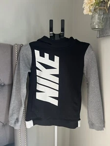 Nike Core Amplify Pullover Hoodie Boys L Black Gray Colorblock SpelloutPre-Owned - Picture 1 of 3