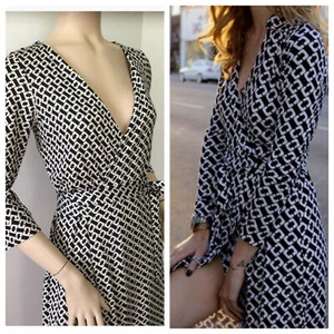 DIANE VON FURSTENBERG Clásico TAMAÑO RARO Eslabón Cadena Nuevo Julian Dos Vestido (Talla 6) - Imagen 1 de 12