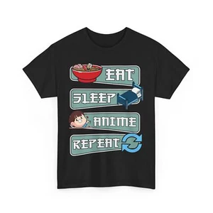 Eat Sleep Anime Repeat T-Shirt | Anime Lover Shirt | Japanese Inspired Fashion - Picture 1 of 13
