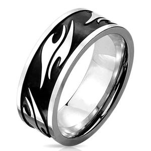 Anillo Hombre Ado Acero Placa Negro Diseño Tribal Original Nuevo 3978 - Imagen 1 de 1