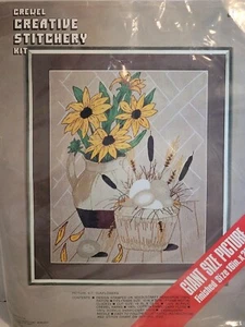 Crewel Creative Stitchery Kit Sunflowers Giant Size New Vogart Crafts Embroidery - Picture 1 of 11