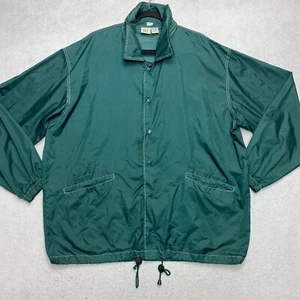Vintage GAP Rain Jacket Men's L Green Nylon Hooded Snap Button Windbreaker 90s - Picture 1 of 10