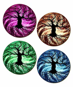 The Tree Of Life 4 Piece Coaster Set, Wiccan, Pagan, Lightning, Wisdom, Mystical - Picture 1 of 4