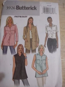 Camicia oversize Butterick 3926 Misses vintage facile e veloce taglia 6-8 non tagliata - Foto 1 di 2