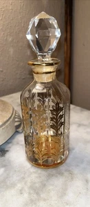 Vintage French Delys De Lys Eau De Toilette Gilded Glass Perfume Decanter Bottle - Picture 1 of 10