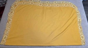 Gelb/Orange Ernte Gold Vintage Tischdecke 70er Blumen Spitzenborte Oval 60" x 80 - Bild 1 von 5