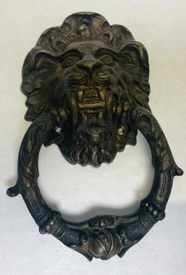 Door Knocker - Vintage Brass -  Lion Head Door Knocker - Image 1 of 4