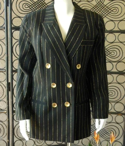 Blazer doppiopetto Lew Magram taglia M/8 righe metalliche oro vintage anni 80 - Foto 1 di 9