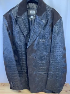 Chaqueta Blazer Bod & Christensen Para Hombre Cuero y Gamuza Cocodrilo Repujado Talla 46  - Imagen 1 de 9