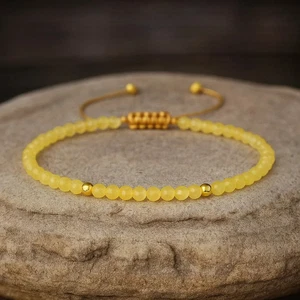 Handgefertigt Natürlicher Citrin 3 mm Facettierte Perlen Heilung Kristall Zierlich Armband Geschenk - Bild 1 von 7
