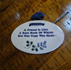 Mountaine Meadows Pottery A Friend Is Like A Rare Book Wall Plaque Handmade USA - Picture 1 of 6