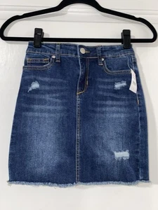 Joe’s youth Girls Denim skirt Markie Mid rise Mini Skirt Blue Jeans Distress 14  - Picture 1 of 5