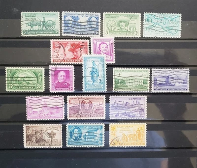 US STAMPS USED 1949-1950 COMPLETE YEAR SET 17 STAMPS SCOTT #981-997 - Image 1 of 3
