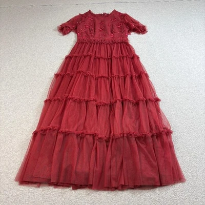 Ivy City Co Dress Womens XXS Embroidered Tulle Maxi Gown Ruffle Formal Holiday — 第 1/4 张图片